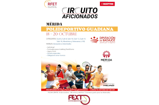 El circuito de aficionados de la RFET llega a Mérida